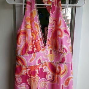 Lilly Pulitzer 100% Silk Halter Maxi Dress